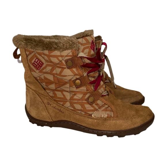 Columbia Brown Suede Waterproof Omni Heat Winter Boots Size 6 - Picture 1 of 8